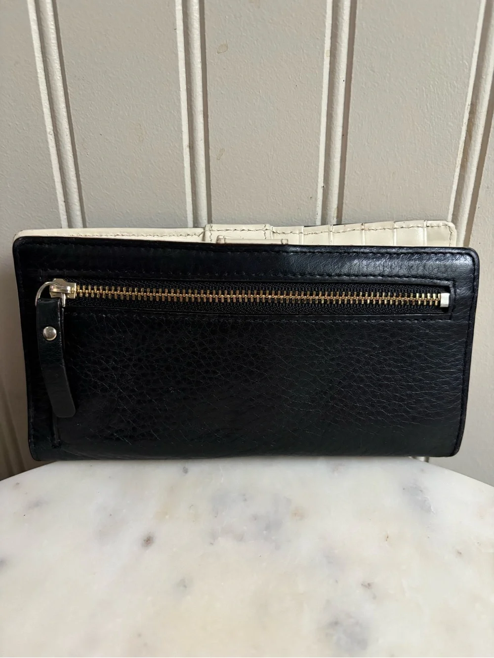 Kate Spade Leather Bifold Wallet Black & Ivory Luxury Designer Classic Preppy NY